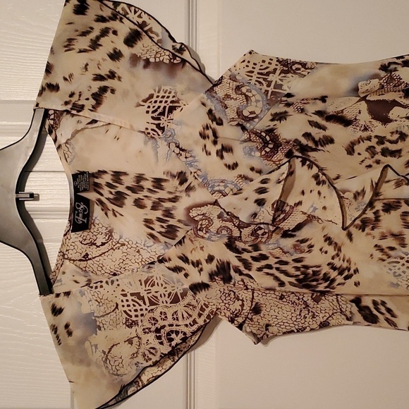 Vintage Freestyle Leopard Floral Print Fitted Women's Size Large - Picture 2 of 8